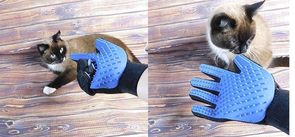 Перчатка для вычесывания шерсти у домашних животный