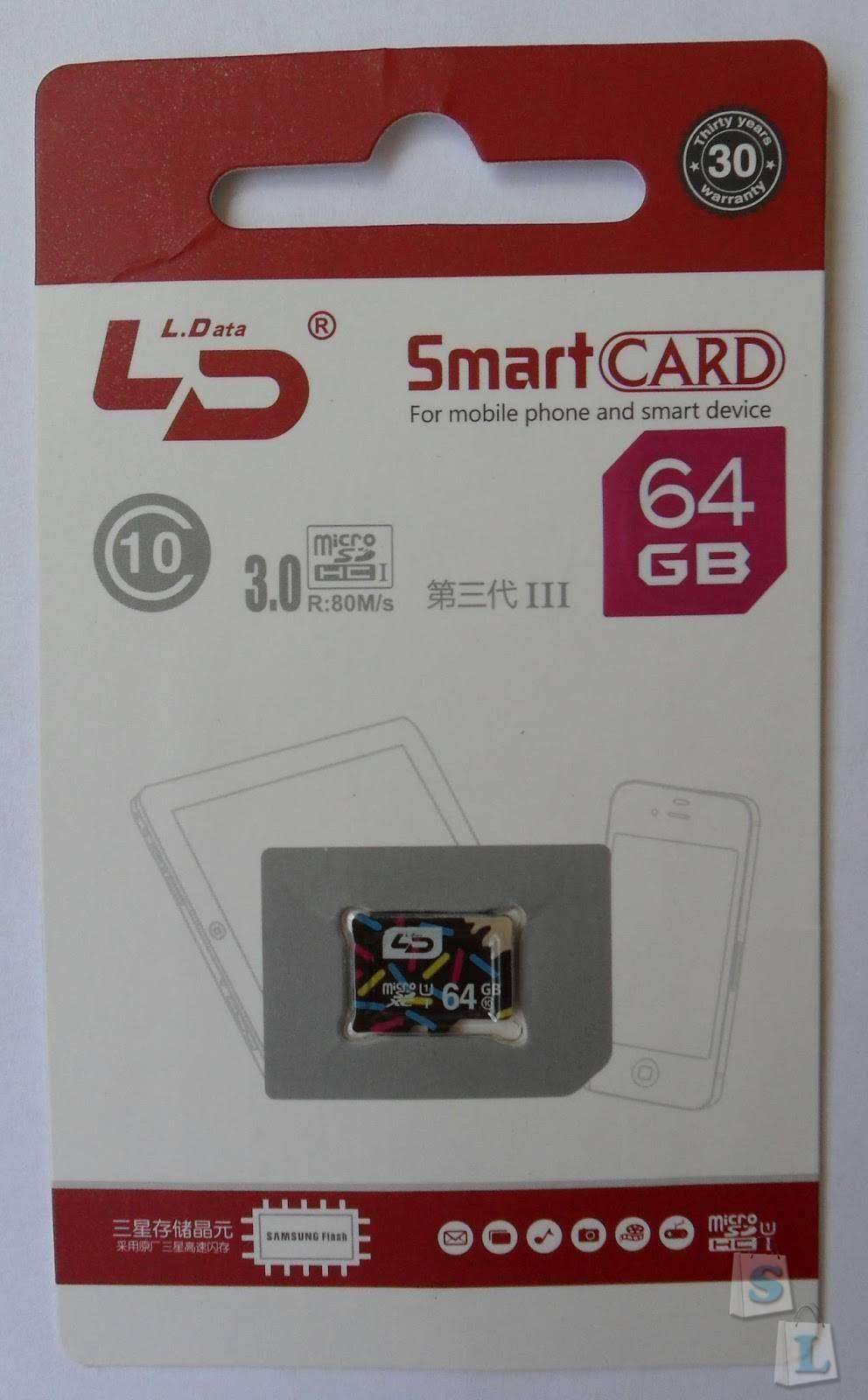 Aliexpress: Micro SD карта 10 класса на 64 Гб от LD