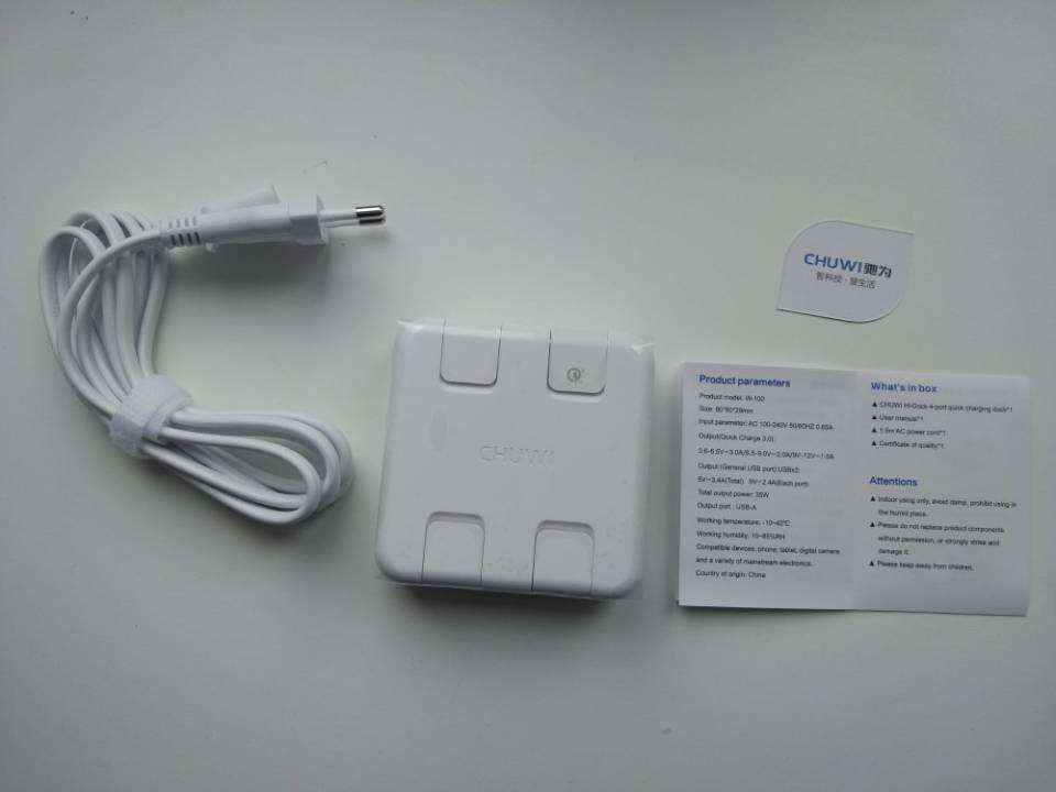 GearBest: CHUWI W-100 зарядка-подставка на 4 USB с 1 QC 3.0
