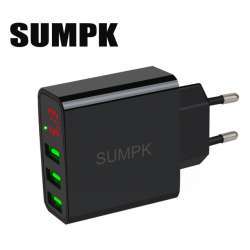 Популярная зарядка Sumpk на 3 USB со встроенным тестером (5V 3А/15W)