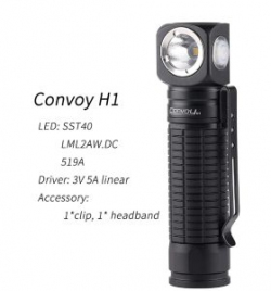 Обзор налобного фонаря Convoy H1 со светодиодом LML2AW.DC